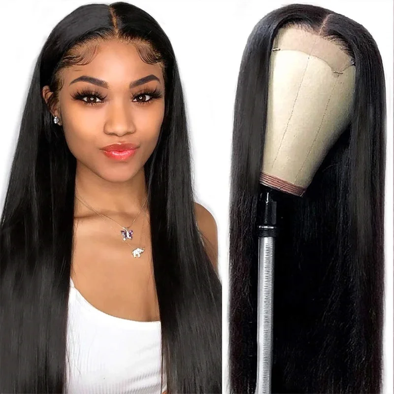 

China supplier hair ordr online factory price straight 4x4 lace front wigs, Natural colors