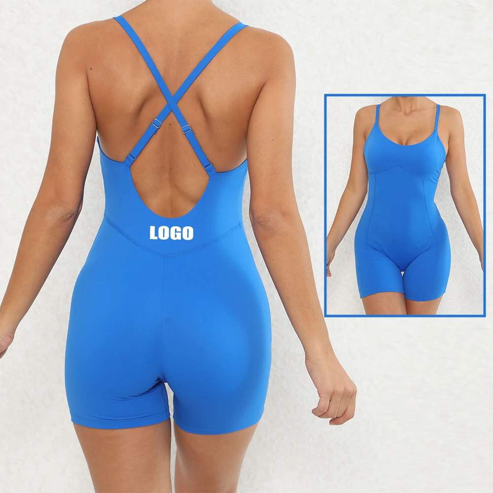 

New Arrival Yoga Sets Fitness Women Adjustable Backless Gym Padded One Piece Training Workout Jumpsuit For Women