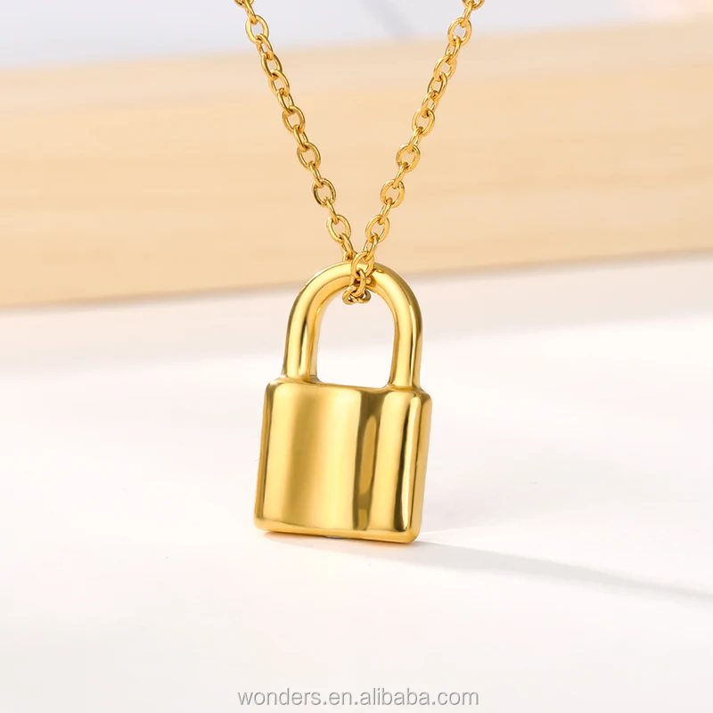 

Stainless Steel Lock Lover Couple Necklace Chain Necklace Jewelry Gold 18K Plating Small Lock Charm Necklace