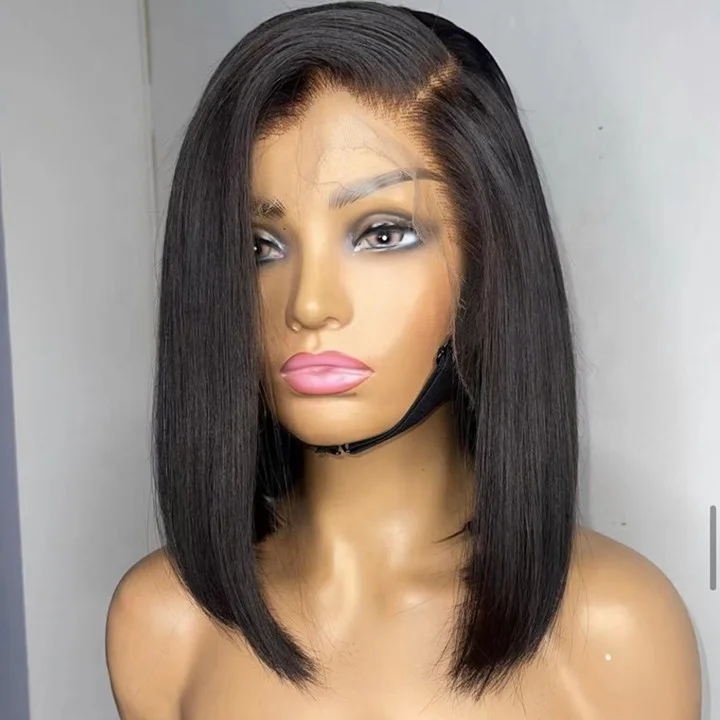 

Highknight Unprocessed 100%Brazilian Human Hair Transparent Lace Front Wig Silky Straight Bob Wave Human Hair For Black Woman