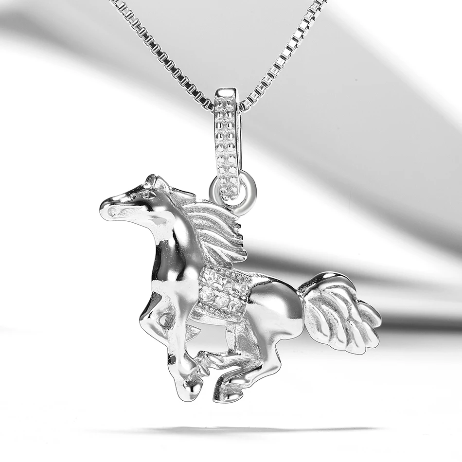 

Fashion 925 Sterling Silver Horse Pendant Fit Original Necklace Jewelry Making Cubic Zircon Animal Pendant