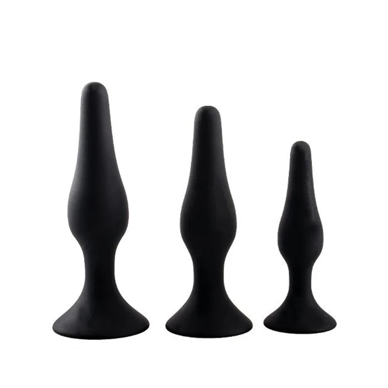 

Soft Silicone Flexible Butt Plug Sex Toys Anal Three Size Anal Plug Set SexToy With Suction Cup