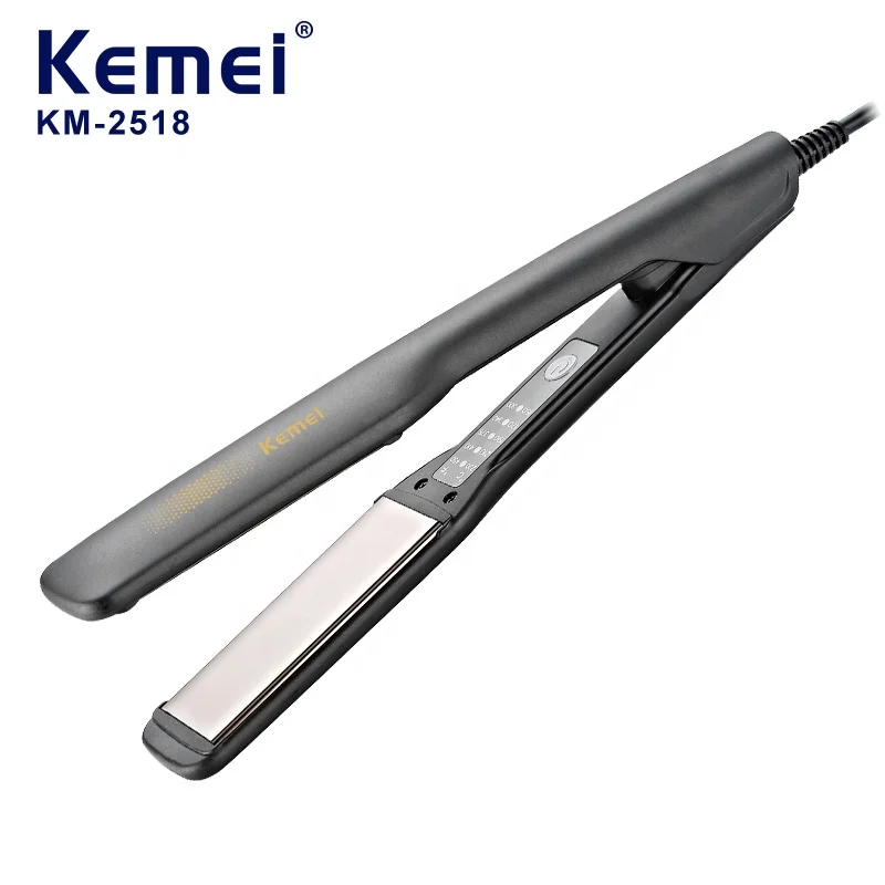 

Ceramic Natural Hair Straightener Kemei Km-2518 5 Speed Temperature Control Professional Electric Custom Flat Hair Iron, As picture