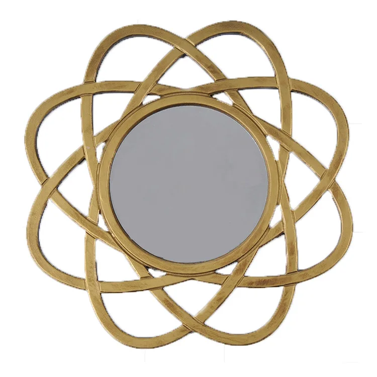 39*39cm Superior Quality Modern Luxury Gold Mirrors Bathroom Hanging Decorative Metal Flower-shaped Wall Mirror