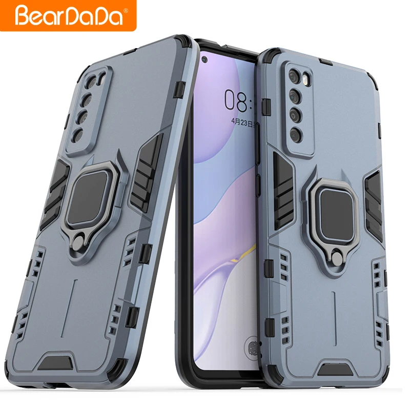 

novelty custom 2 in 1 plastic cell phone case for iphone with Magnetic ring for huawei NOVA7 slim silicone design phone cases