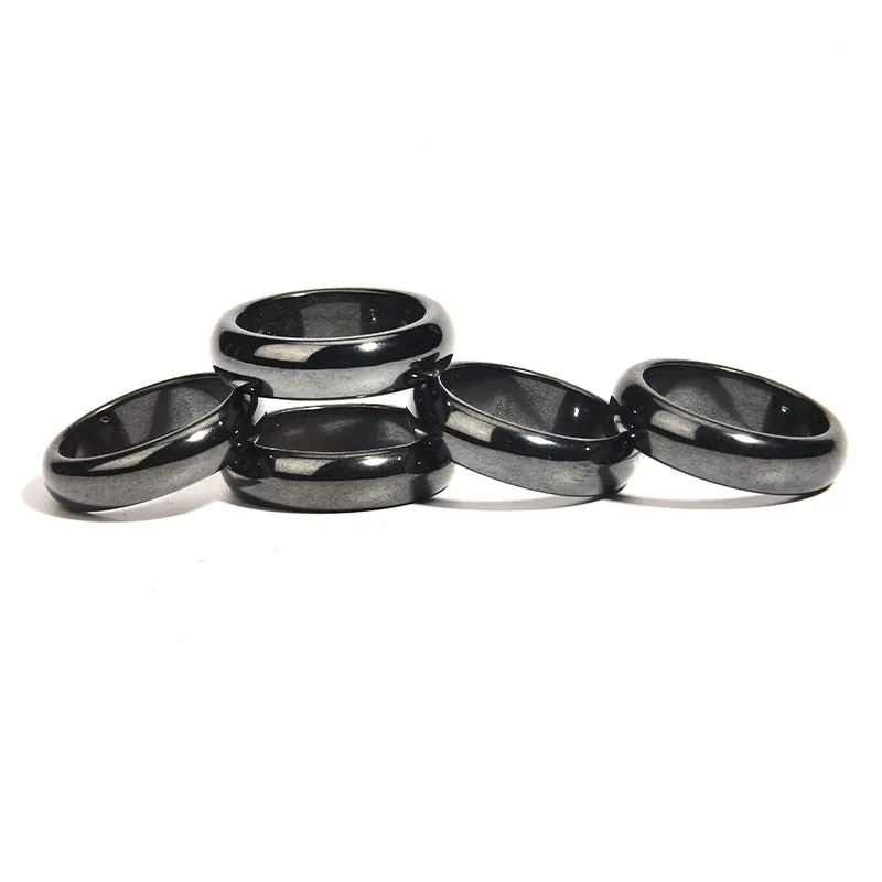 

Natural Black Hematite 6T ring men's Magnetic Hematite ring