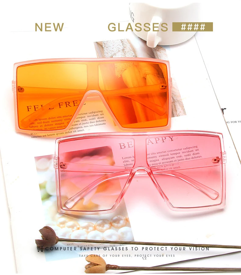 

Best Selling Gradient Women Large Ladies Oversized Shades Sunglasses 2021 Plastic Big Frame Sun Glasses UV400 ready to ship Eyew