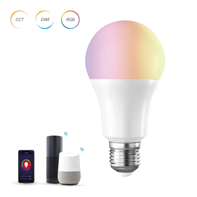 2020 New Arrival Indoor Smart Voice Control Light Color Temp Adjustable Stepless Dimming 10W Wifi LED Bulb Lamp