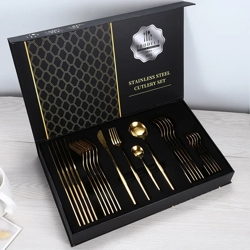 

Hot Sale Cutlery 24pcs Set Stainless Steel 24/30/36 pcs Flatware Cutlery Set With Gift Box, Many colors for choosing