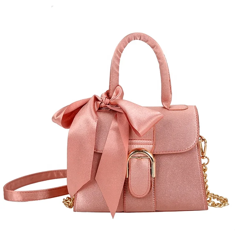 

New Model Fashion Ribbon Decoration Small Size Metal Buckle Trendy Crossbody Purses 2021 Ladies Luxury Handbag