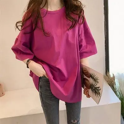 

Factory Wholesale Custom Plus Size Summer Round Neck Oversized Ladies Tee T Shirt Women with T-shirt 100% cotton, White/silver/pink/black/burgundy