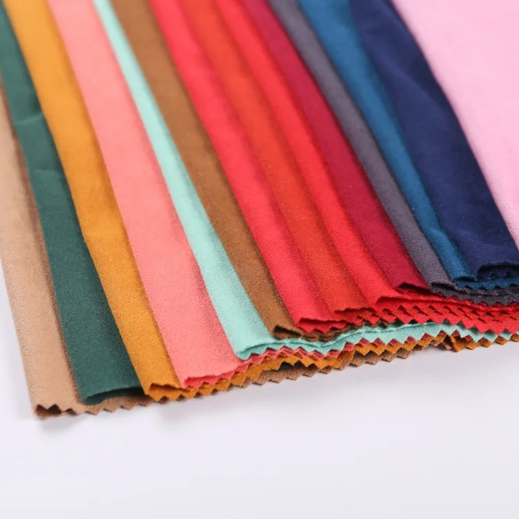 
Color custom textiles knitted single face suede polyester suede spandex fabric 