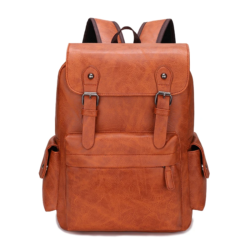 

Classic leisure fashion men's bag backpack PU leather backpack, Black