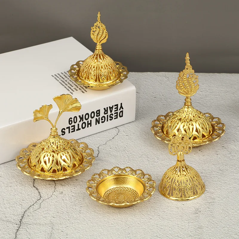 

Wholesale Middle East arabic incense burner Muslim ramadan decoration mini metal luxury incense burner
