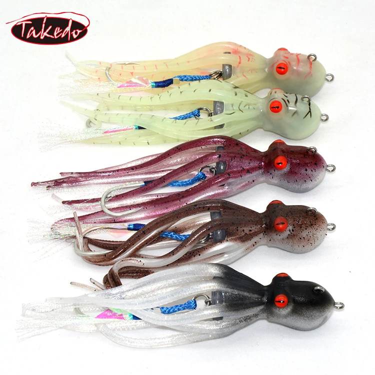 

TAKEDO JY39 200mm 200g High Quality Octopus Fishing lure Lead Jig Head UV TPR With Hook Soft Squid Fishing lures Jigging Lure