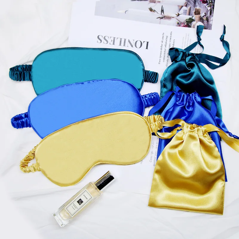 

silk eye mask drawstring handbag set wedding custom embroidery logo factory wholesale, As your request eye mask