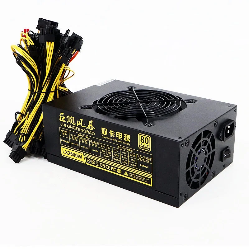 

12V PSU 2500W 2600W 2800W PC Power Supplies 4U 220V GPU ATX PSU power supply 24 6+2 pin Server Silent Power Supply