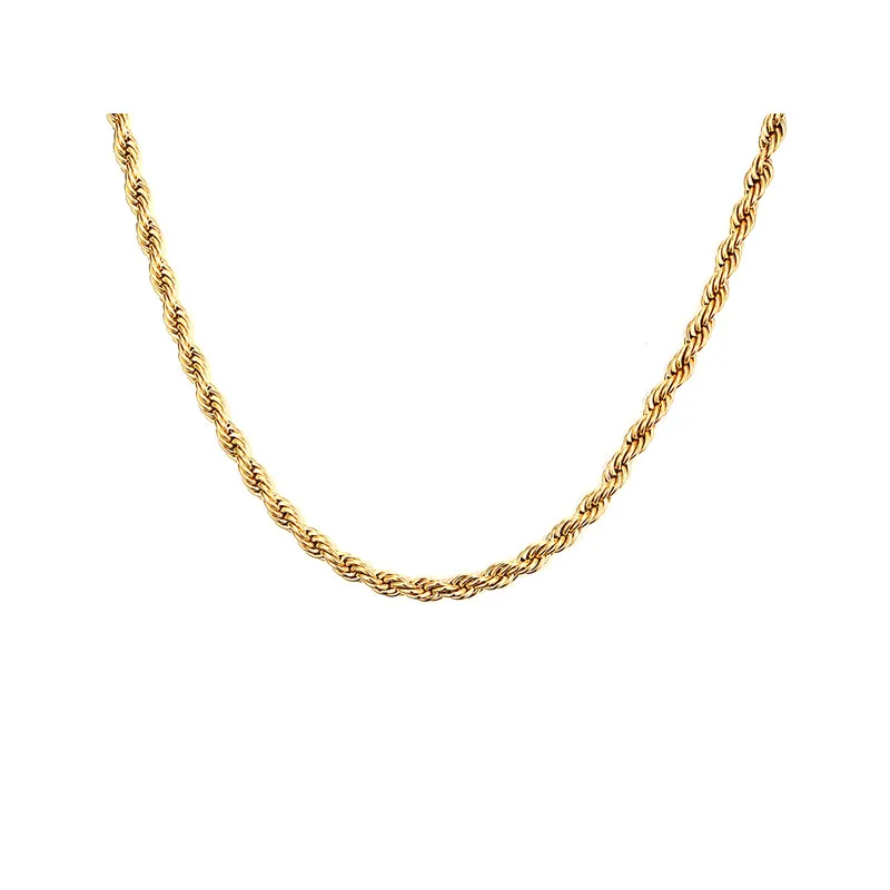 

Hot sell 2mm/3mm/4mm/5mm/6mm stainless steel gold twisted rope chain necklace
