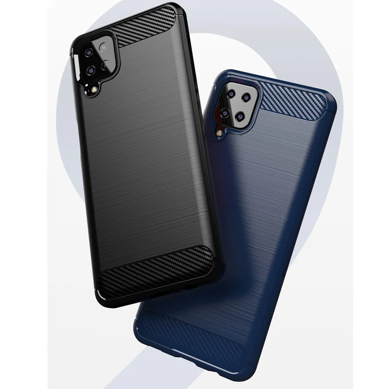 

In Stock Case For Samsung A12 Soft Cover Carbon Fiber Rubber Mobile Phone Case Accessories For Samsung A12 Case, 4 colors
