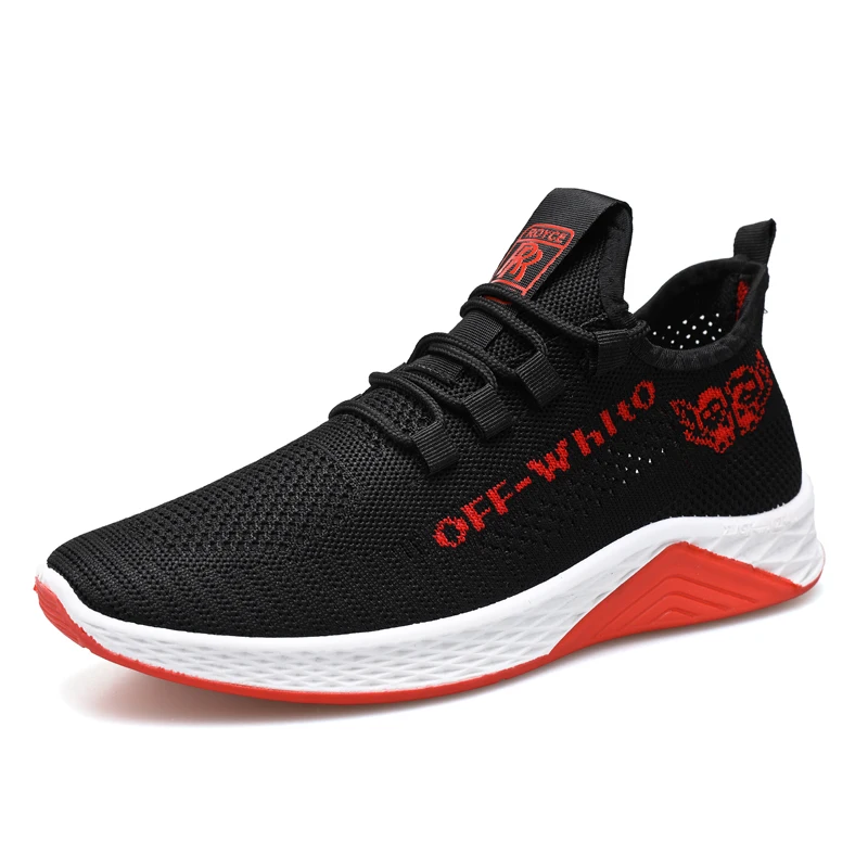 

Experienced Manufacturers Low MOQ Custom Logo 2020 fashion lace-up mens sport fly knit sports shoes men, Black/white or custom your color