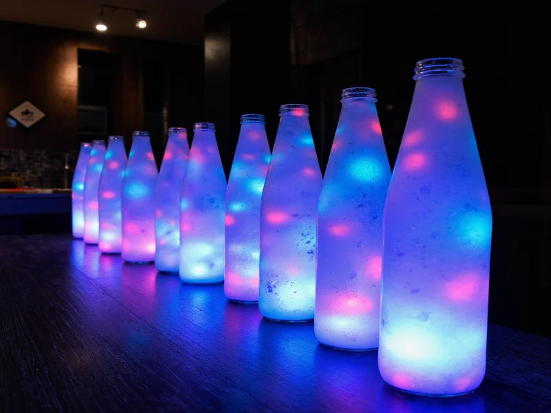 Recycled plastic bottles transformed into aurora light diffusers