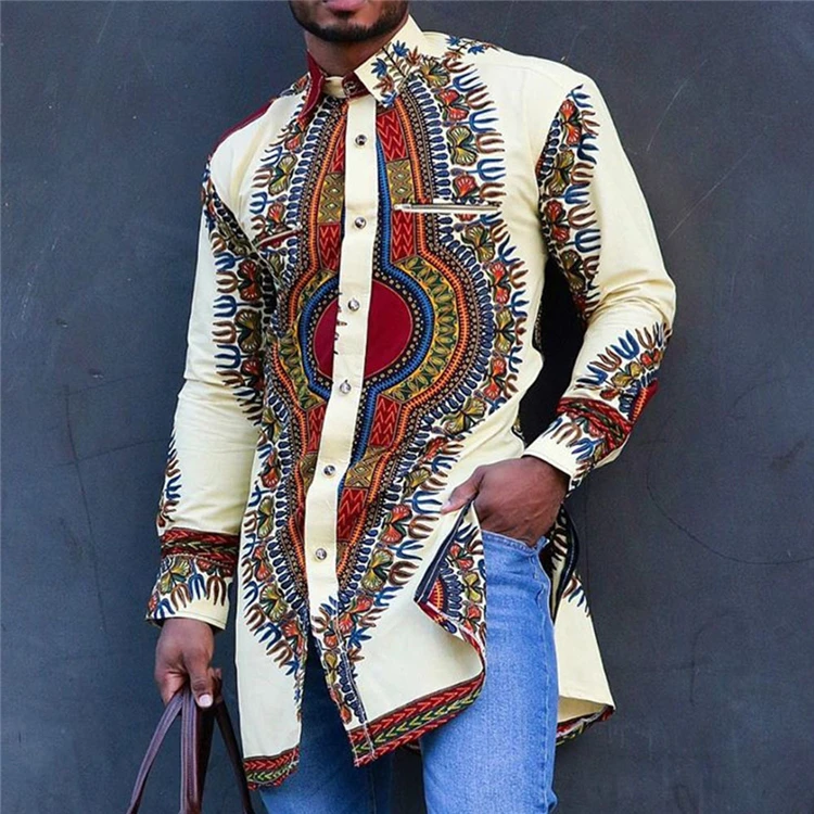 

2021 Hot sale shirt men wholesale African clothing men long africa traditional dashiki men button up shirt