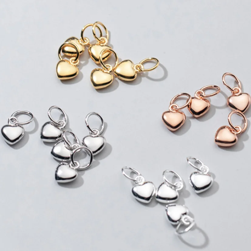 

Cute Heart Pendant 925 Sterling Silver Gold Plated Polished Peach Shaped Charms for DIY Jewelry Bracelet Necklace Making