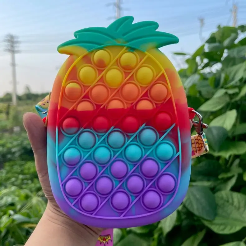 

2021 Hot Sale fashion kid Cute Chain Silicone pop it coin purse and Handbags for little girl, Picture
