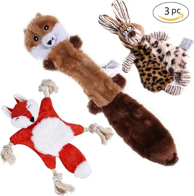 

Wholesale 3 Packs No Stuffing Dog Animal Squeaky Crinkle Dog Toys, Picture