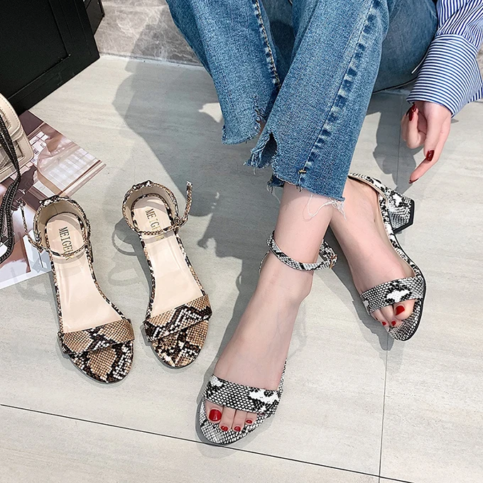 

Custom logo sandals multicolor snake skin fashion sandals for women