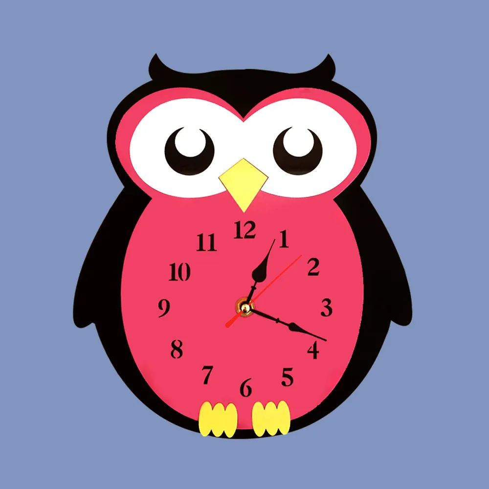 

Creative Clock 3d Cartoon Owl Acrylic Wall Clock Kids Room Wall Decor
