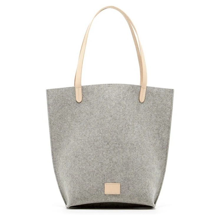 

Upin good quality new design black pink gray eco friendly felt leather handmade tote bag