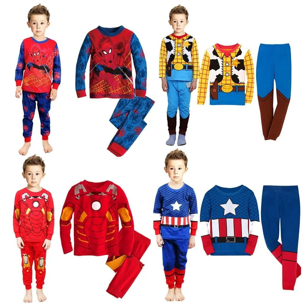 

Cartoon Kids Pajamas Superhero Woody Toy Story Buzz Light year Baby Boys Sleepwear Sets Girls Children Clothes Cosplay Suit, As the pictures