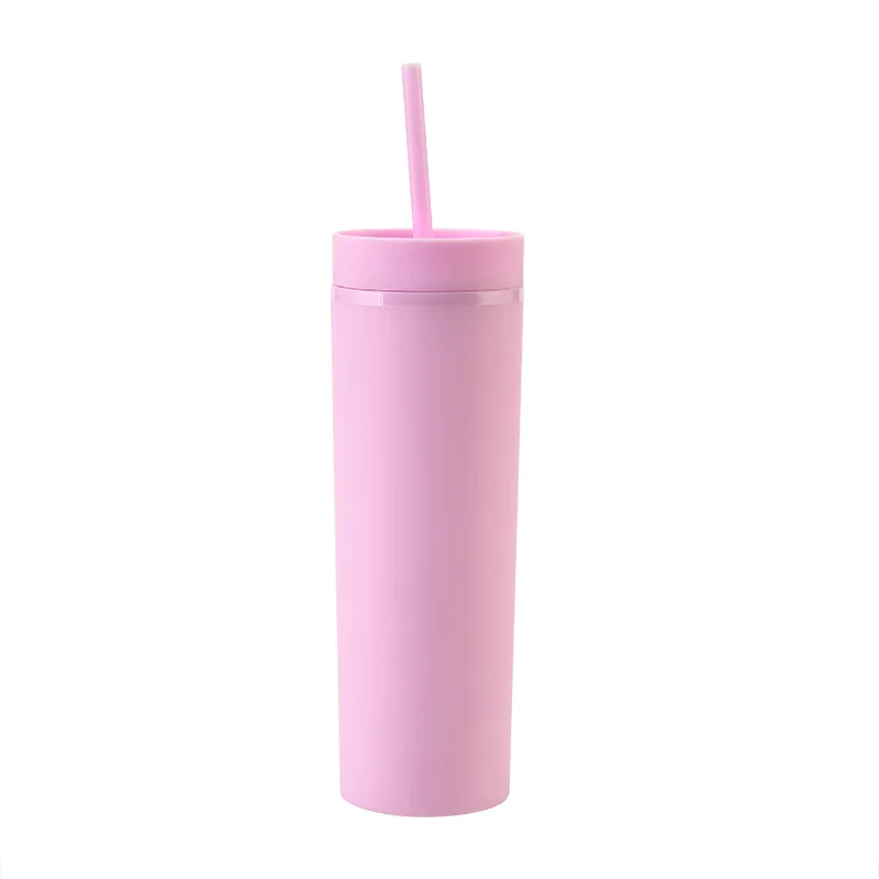 

16Oz Acrylic Material Double Wall Insulated Vacuum Coffee Skinny Tumbler with Straw, Customized color