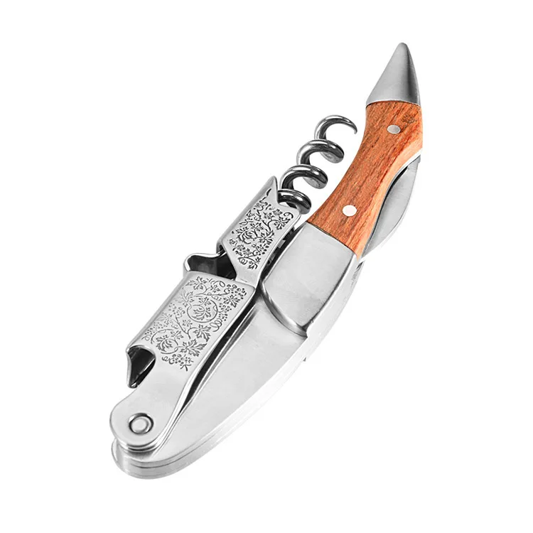 

HOT selling stainless steel opener tools redwood durable bottle opener multi-function jar opener tools for kitchen, Annatto color