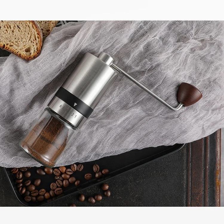 

CHINAGAMA Manual Coffee Bean Mill Conical Steel Burr Grinder Adjustable Setting Portable Hand Crank Black Coffee Grinder