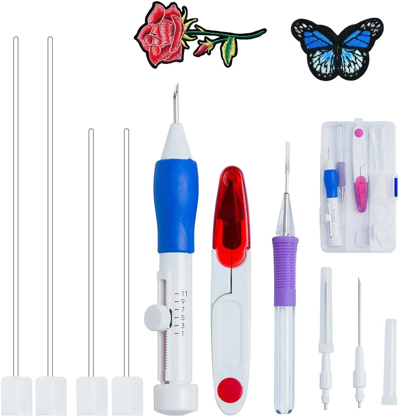 

Punch Needles Set ,Punch Embroidery Needle for Embroidery Threader DIY Sewing Magic Embroidery Pen