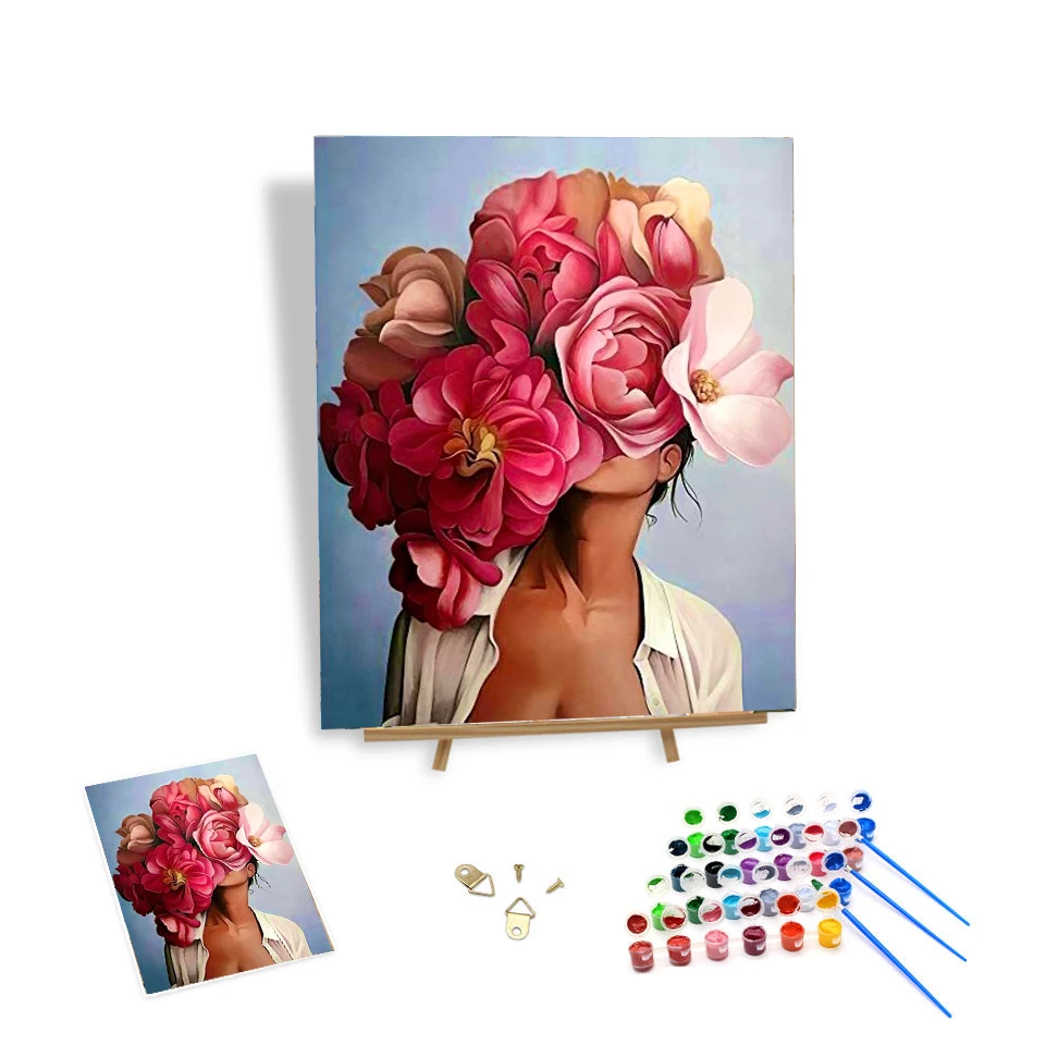 

Diy Paint By Numbers Kit Flower Girl Drawing On Canvas Pictures girl Portrait The For Painting By Numbers Portrait