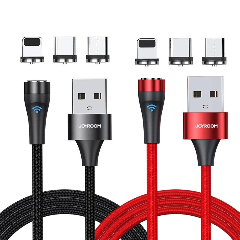 

JOYROOM Magnetic Cable Usb Cable Manufacturer Amazon Wholesale Fast Charge Mobile Phone Data Usb Phone Charging Cable For Iphone, Black/red