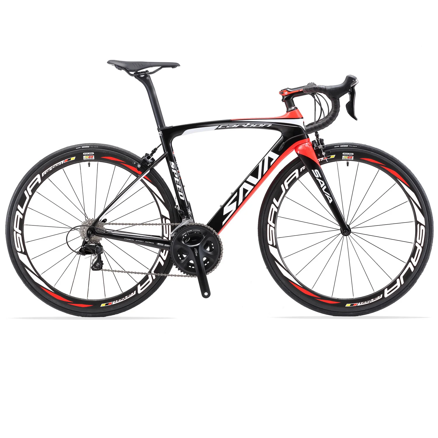 

SAVA wholesale high quality T800 Full Carbon fiber Road Bike with SHIMANO 105 R7000 22 Speeds Road Bicycle, White red/black red/black grey