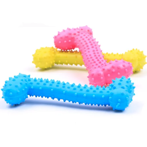 

Non-Toxic Rubber Dog Toy Set Pet Training Teeth Clean Dog Chew Toy Bone Shape Dog Toys, Colorful