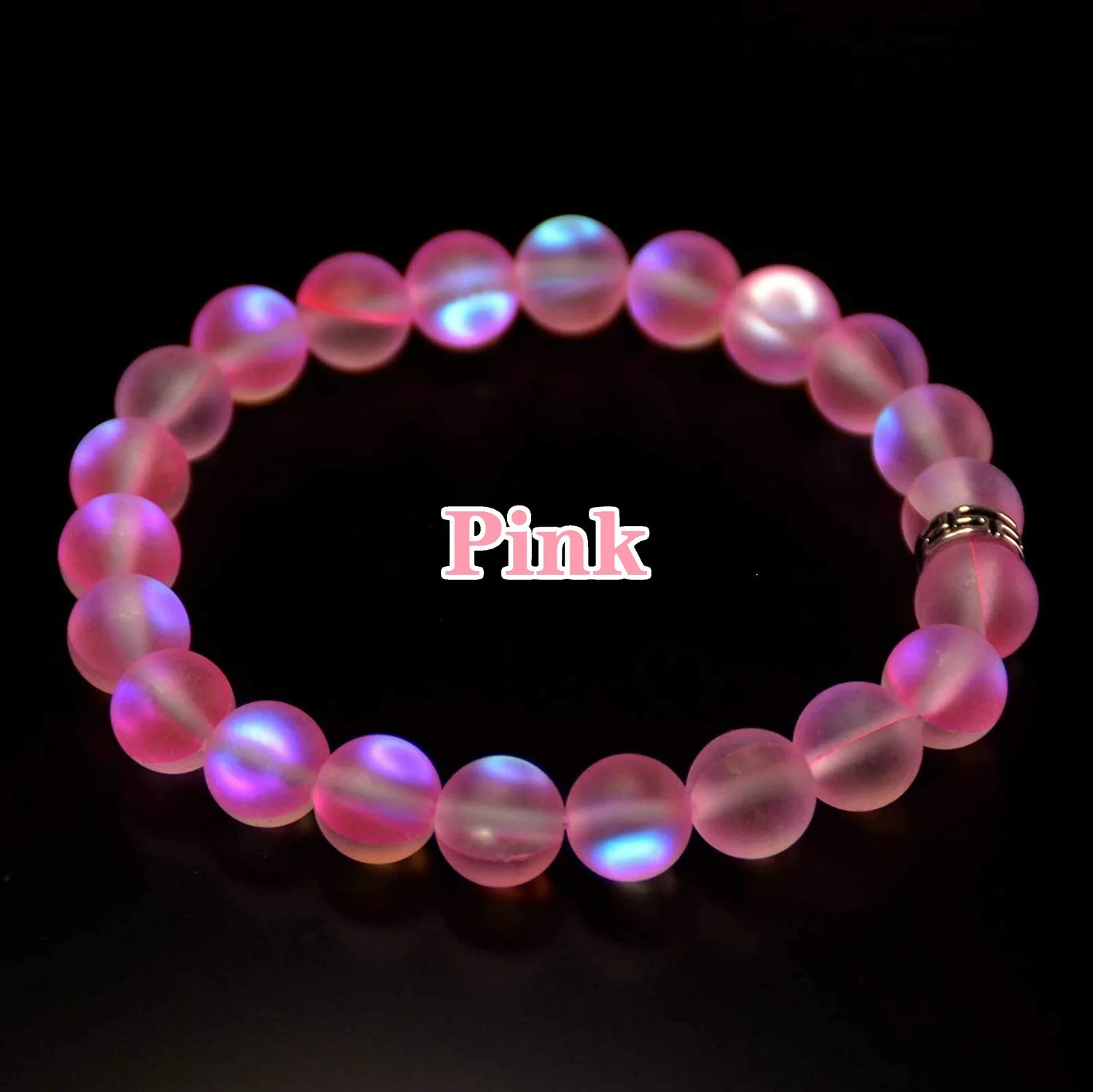 

Frosted Stone White Mermaid Glass Bracelet Holographic Mystic Aurora Bead Borealis Gift Stretch Bracelet