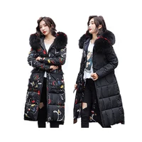 

Winter Down Cotton Clothing Long Wool Collar Cotton-Padded Women's Loose-fitting Two-sided Coat cotton-padded Jacket