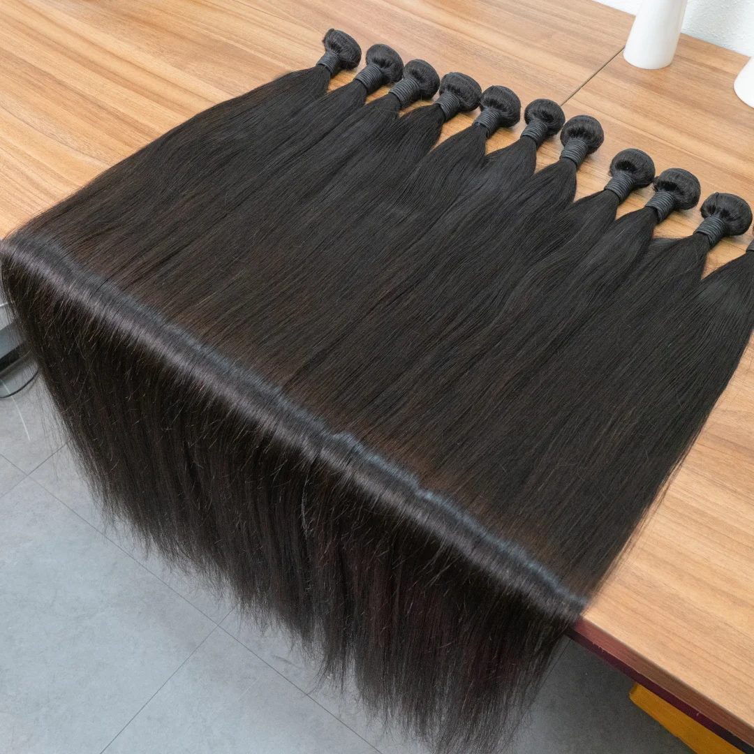 

40 Inches Brazilian Straight Human Hair Bundles Natural Color Remy Cuticle Aligned Grade 10A Human Hair Weave Extensions