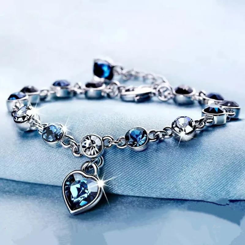 

925 Sterling Silver Pure Sapphire Bracelet For Women silver 925 jewelry pulseira feminina kehribar bizuteria silver bracelet