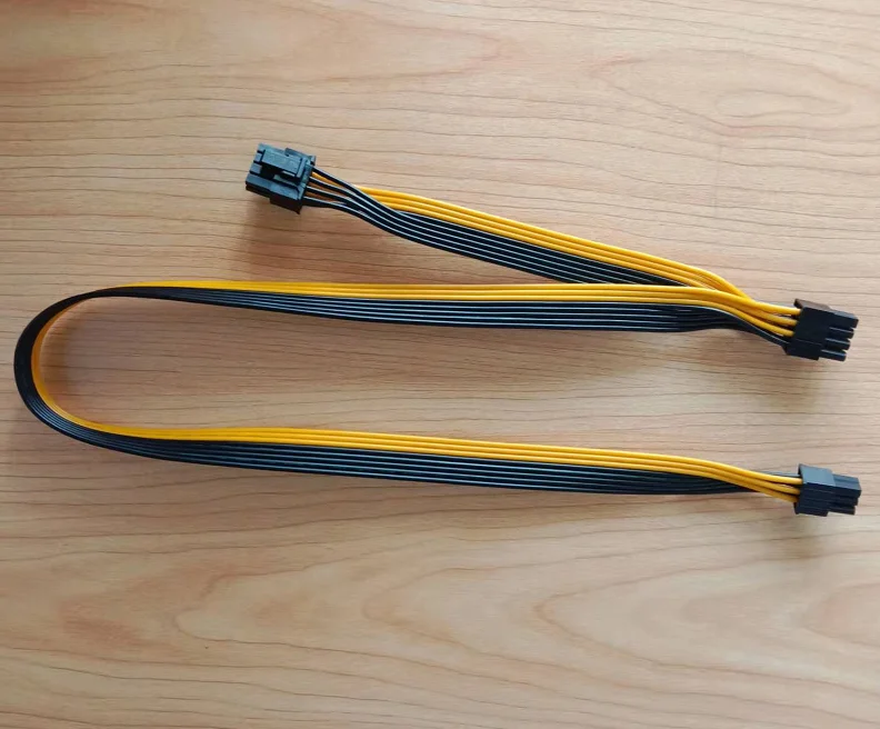 

In Stock 6Pin to Dual 8pin (6+2) Splitter 60+20CM Cable For PCI Express Graphics Card Hign Quality