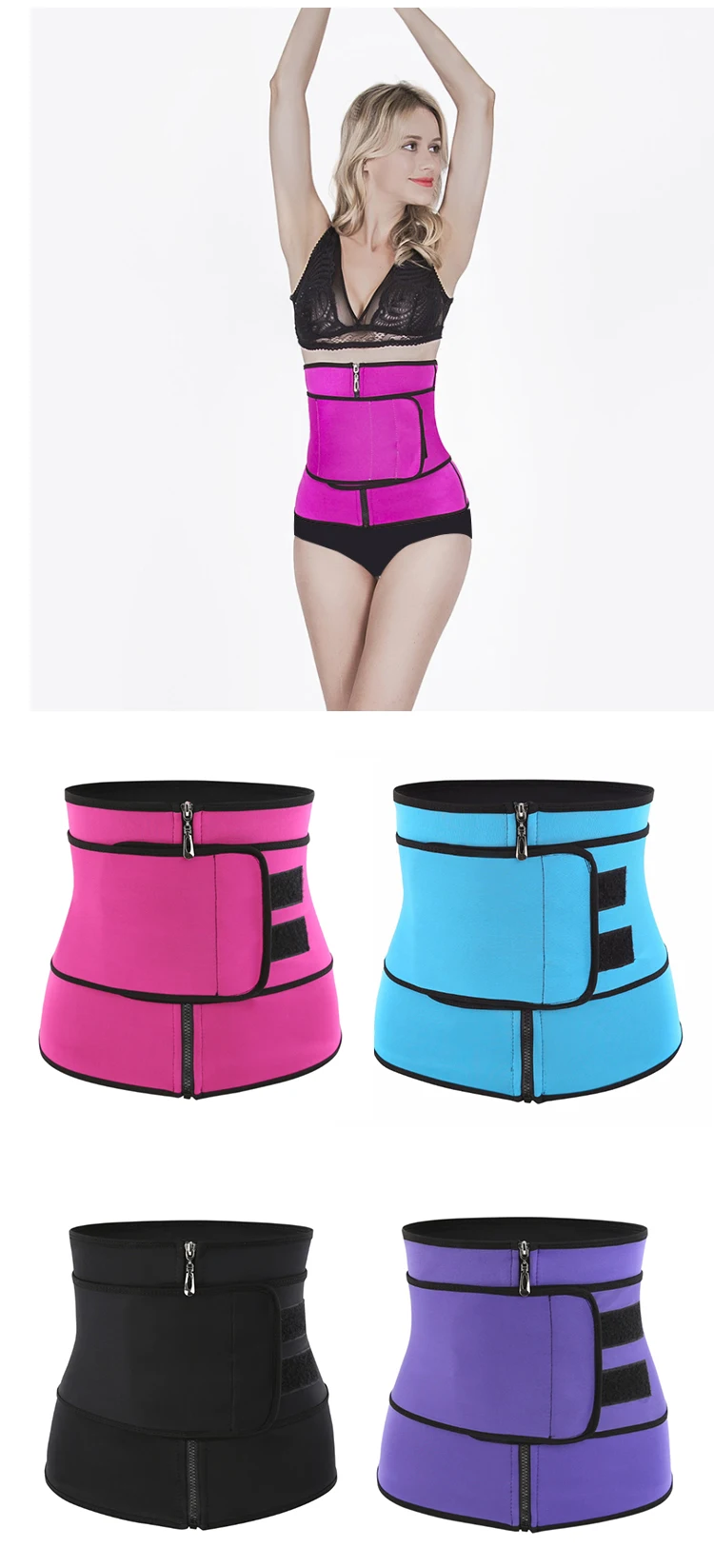Enerup Double Strap Custom For Ladies With Logo Latex Waist And Thigh Trainer Neoprene Belt Women Men Corset Private Label