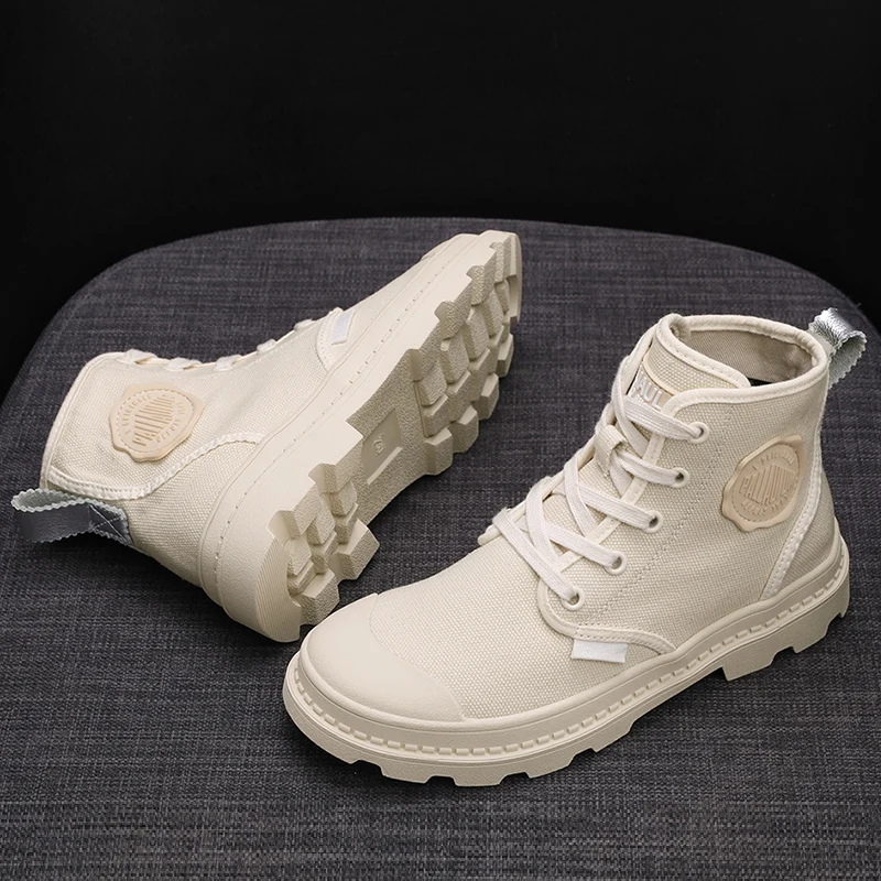

New Woman Boots Fashion Canvas Shoes High Top Shoes Wholesale For Women, Beige,ochre, grey