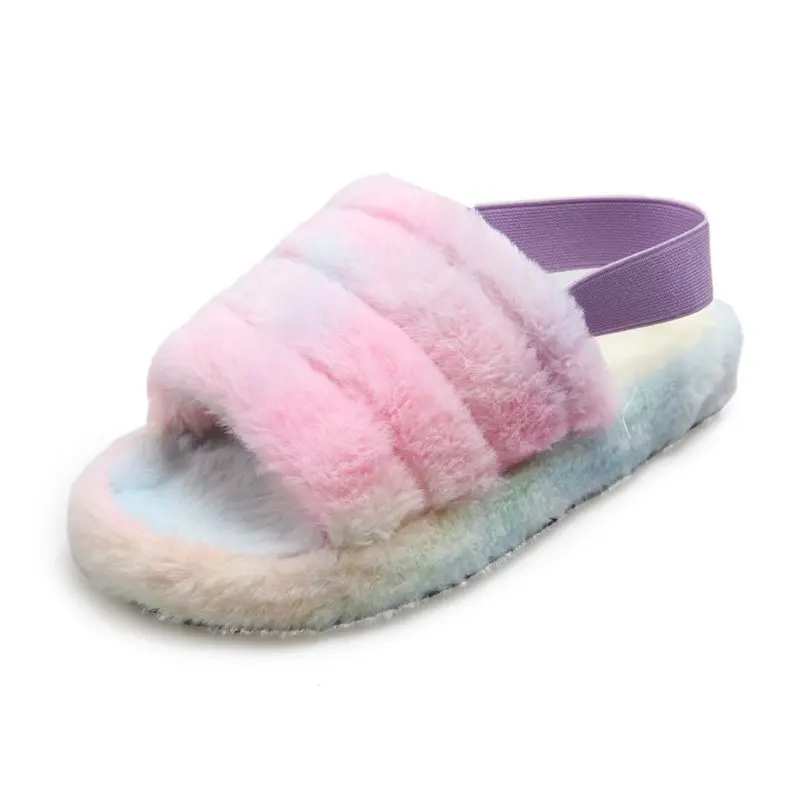 

Trust Chinese manufacturer solid color fur slippers fur ball sandals 2021 fur slippers, Customized color