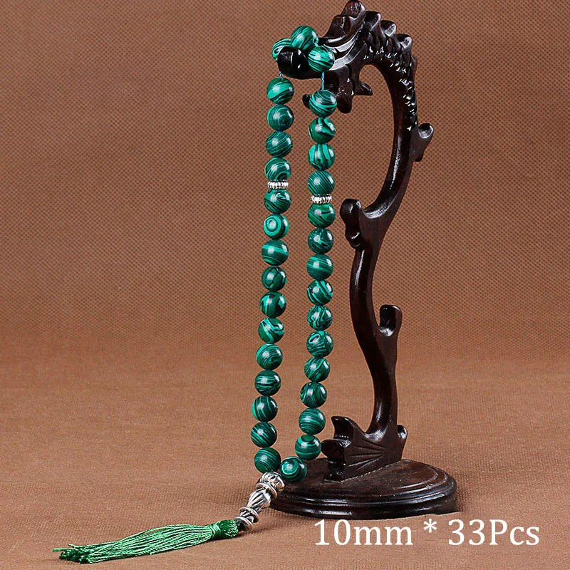 

Green Malachite Stone Bracelets Tassel Pendant 33 Prayer Beads Islamic Muslim Tasbih Allah Mohammed Rosary For Women Men, As the picture